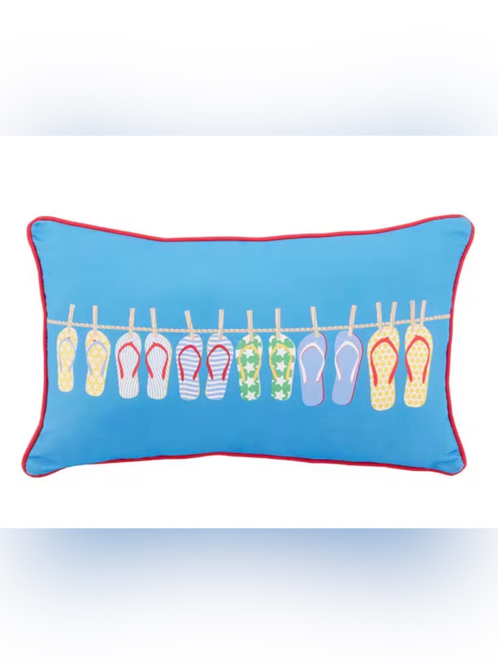 Hampton Bay 12 in. x 20 in. Blue Flip-Flop Sail Lumbar Outdoor Throw Pillow